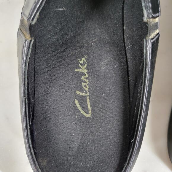 VTG Clarks Leather Mules Womens 9 Black Round Toe Slip On Comfort - Picture 2 of 15